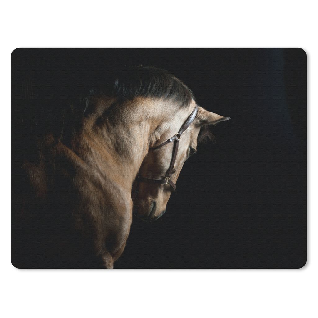 MuchoWow Mauspad Mousepad Pferde - Halfter - Schwarz 23x19 cm - Mousepads - Maus Mat - Pad - Mausunterlage - Schreibtischunterlage - Mauspad