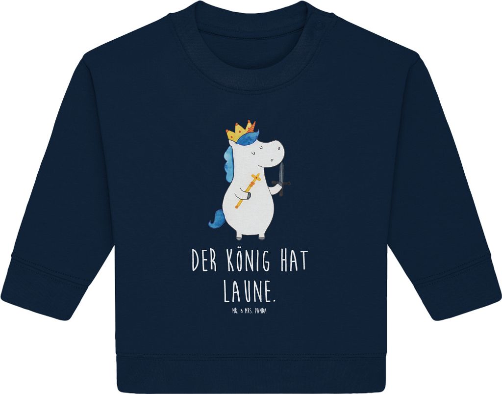 Mr. & Mrs. Panda Organic Baby Pullover Einhorn König mit Schwert 6. - 12. Monat - French Navy - Geschenk, Mittelalter, Einhörner, Bullover, Unico...