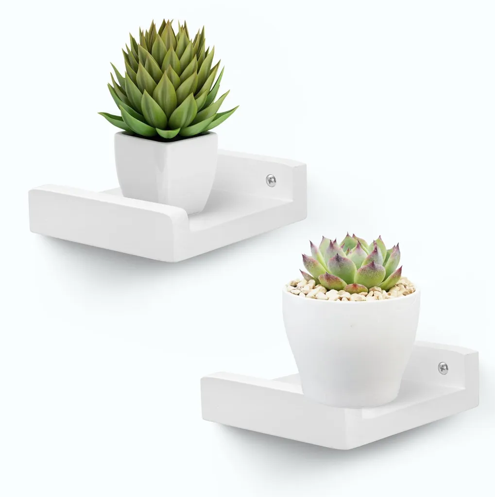Étagère murale anti-chute pour petits espaces bois blanc 13 cm lot de 2