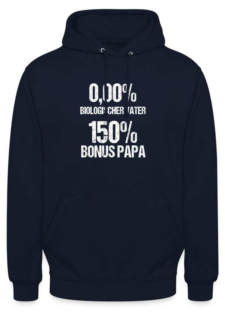 Spreadshirt 150% Bonus Papa 0,00% Biologischer Vater Uni Hoodie, S, Navy