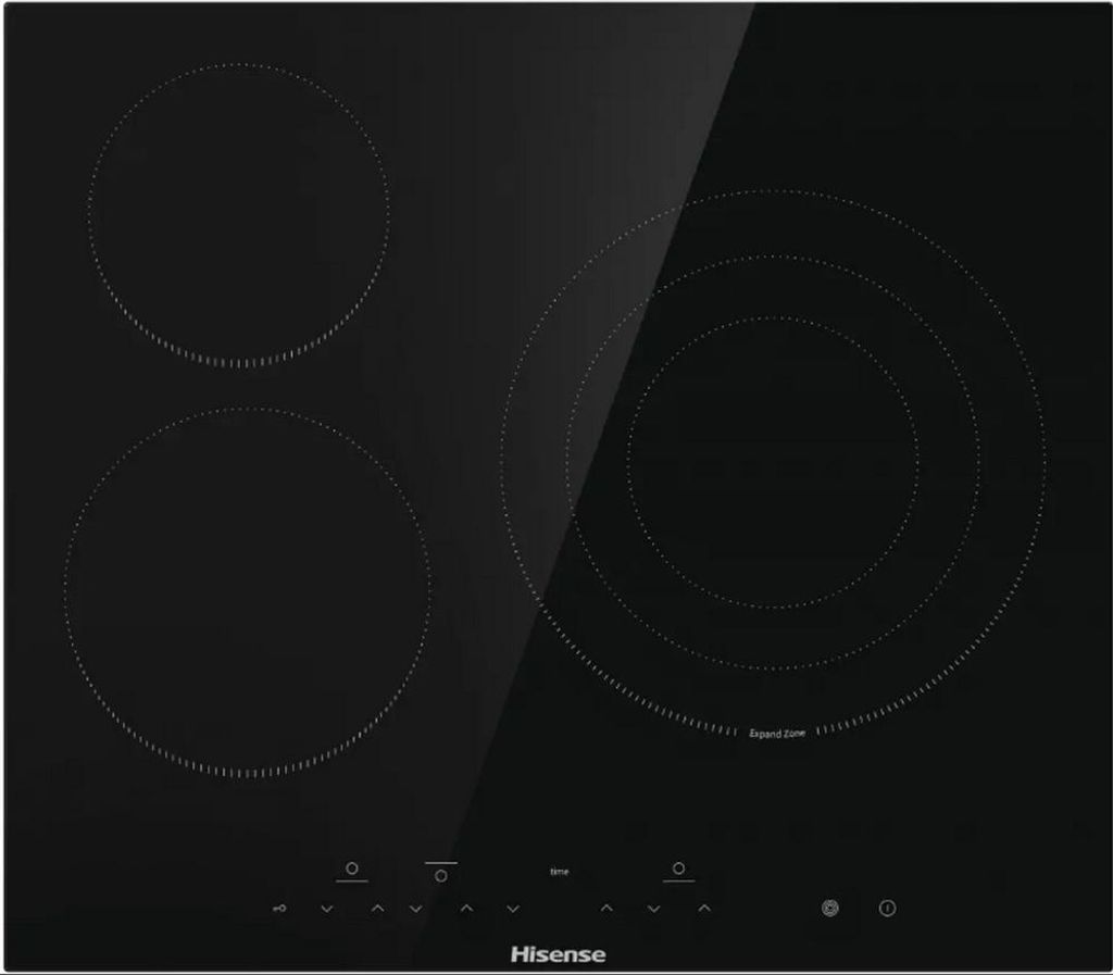 60 cm Glaskeramikkochfeld mit 3 kochzonen, 5700 w, schwarz Hisense E6332BSCE