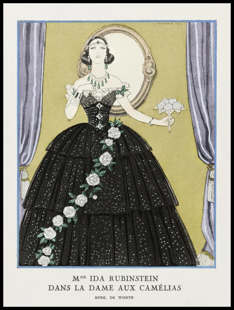 Décoration de Salon Affiche Vintage Ida Rubinstein Barbier 75 x 100