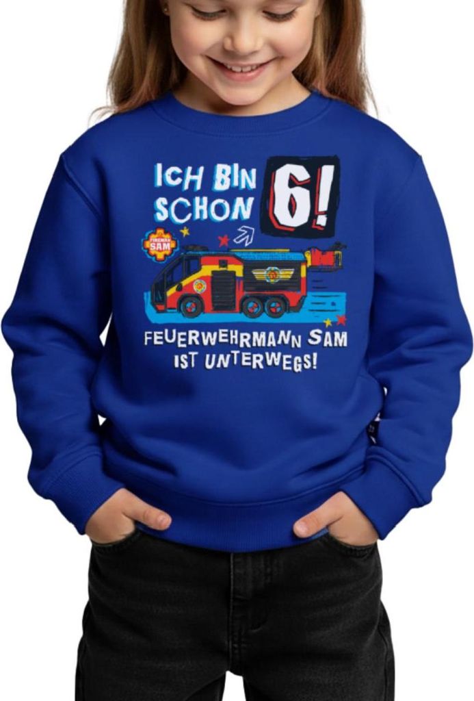 Spreadshirt Feuerwehrmann Sam Geburtstagsdesign 6 Jahre Kinder/Teenager Premium Pullover, 158/164 (12 Jahre), Royalblau