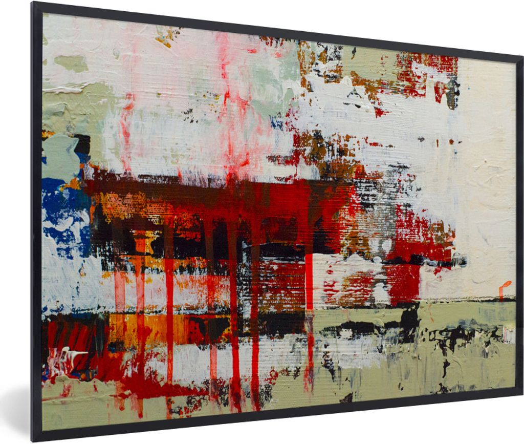 MuchoWow Gerahmtes Poster Handgemalte abstrakte Malerei 90x60 cm - Poster mit Schwarzem Bilderrahmen Wandposter Rahmen Foto Bilder - Fotorahmen -...