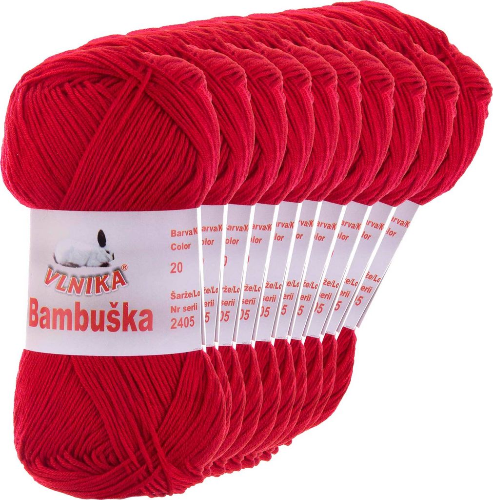 10 x 50g Häkelgarn Bambuska Sommergarn Strickgarn Baumwolle Viskose uni, Farbwahl