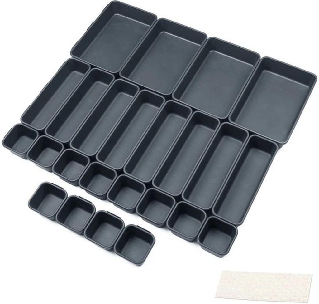 Unyqoos Versatile Schubladen-Organizer-Set mit 24 Teilen und rutschfesten Silikonkugeln für Küche und Schreibtisch