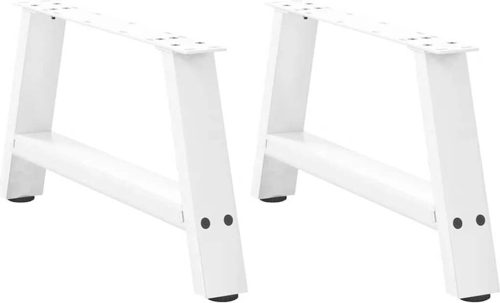Gambe del tavolino A-shape 2 pz. Bianco 60x(30-31) cm Acciaio