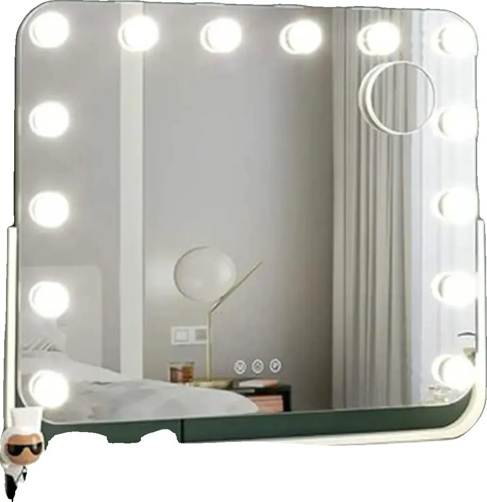 Miroir de maquillage 14 LED anti-ombre avec loupe 10x rotation 360