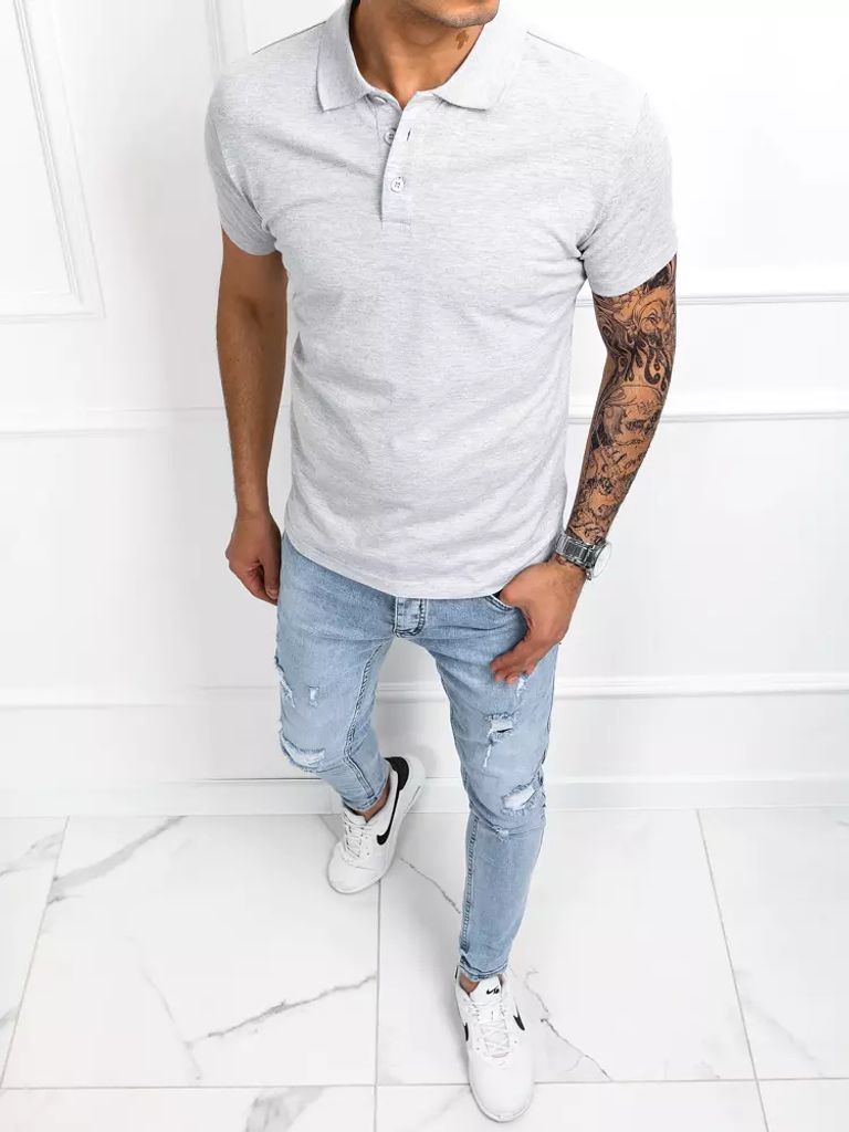 Dstreet Herren Polo Hemd Blaine hellgrau M