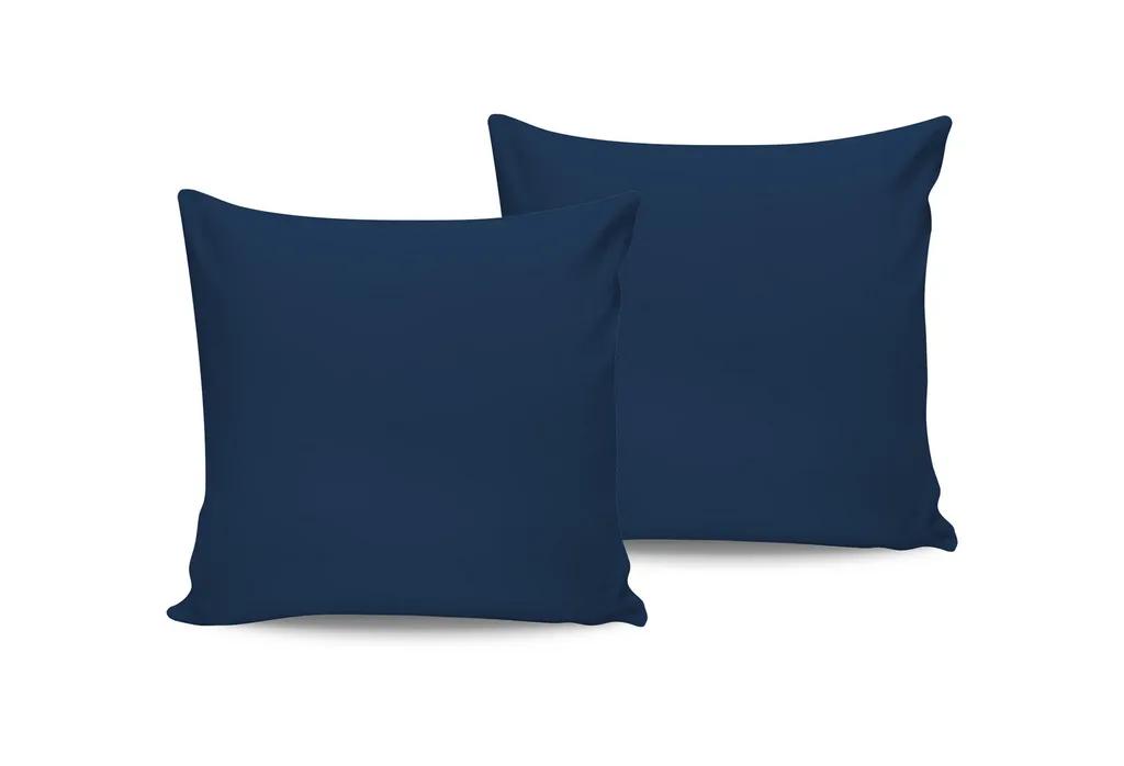 Set 2 Federe Anti-Crespo Blu Petrolio | Raso Cotone L'Essentiel 60x60