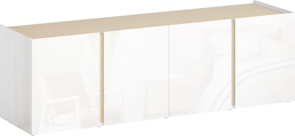 TV-Ständer für 65-Zoll-Fernseher, Soft-Close-Türen, Weiß