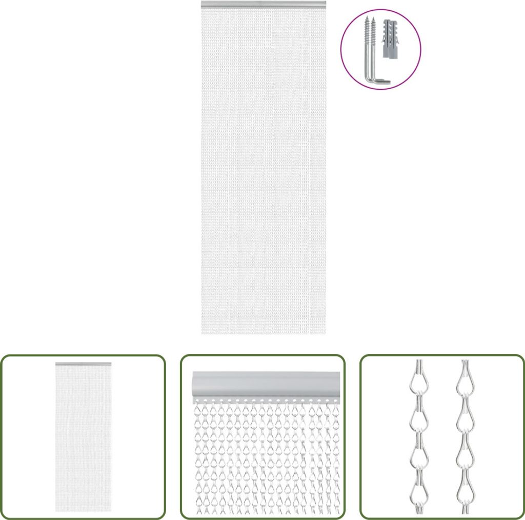 The Living Store Türvorhang aus Ketten 80x201 cm Aluminium
