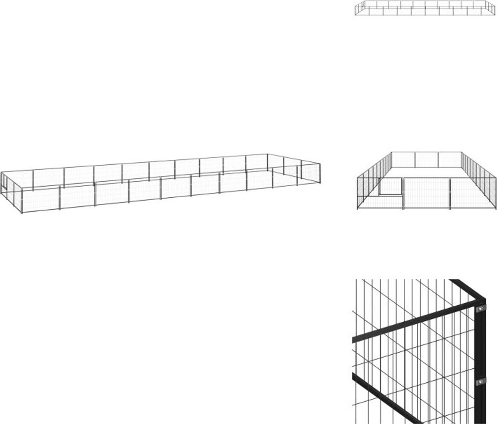 vidaXL Hundezwinger Schwarz 30 m² Stahl - Hundezwinger & -ausläufe