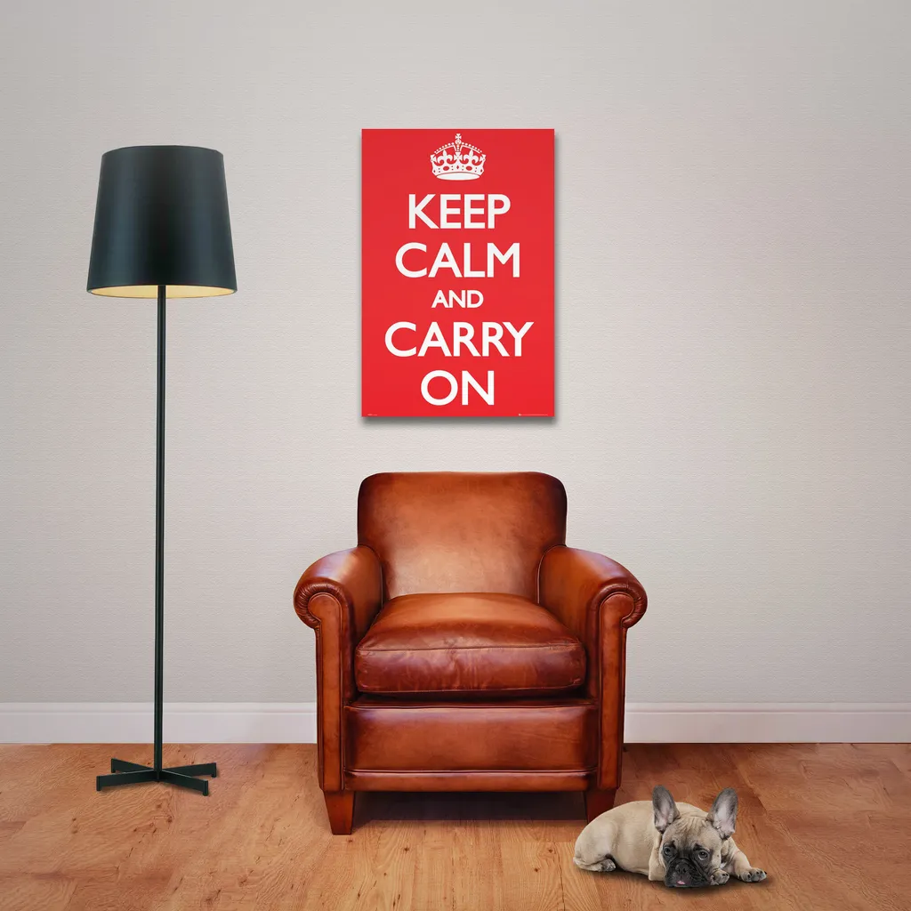 Affiche murale Keep Calm et kit de suspension rails aluminium de 63 cm