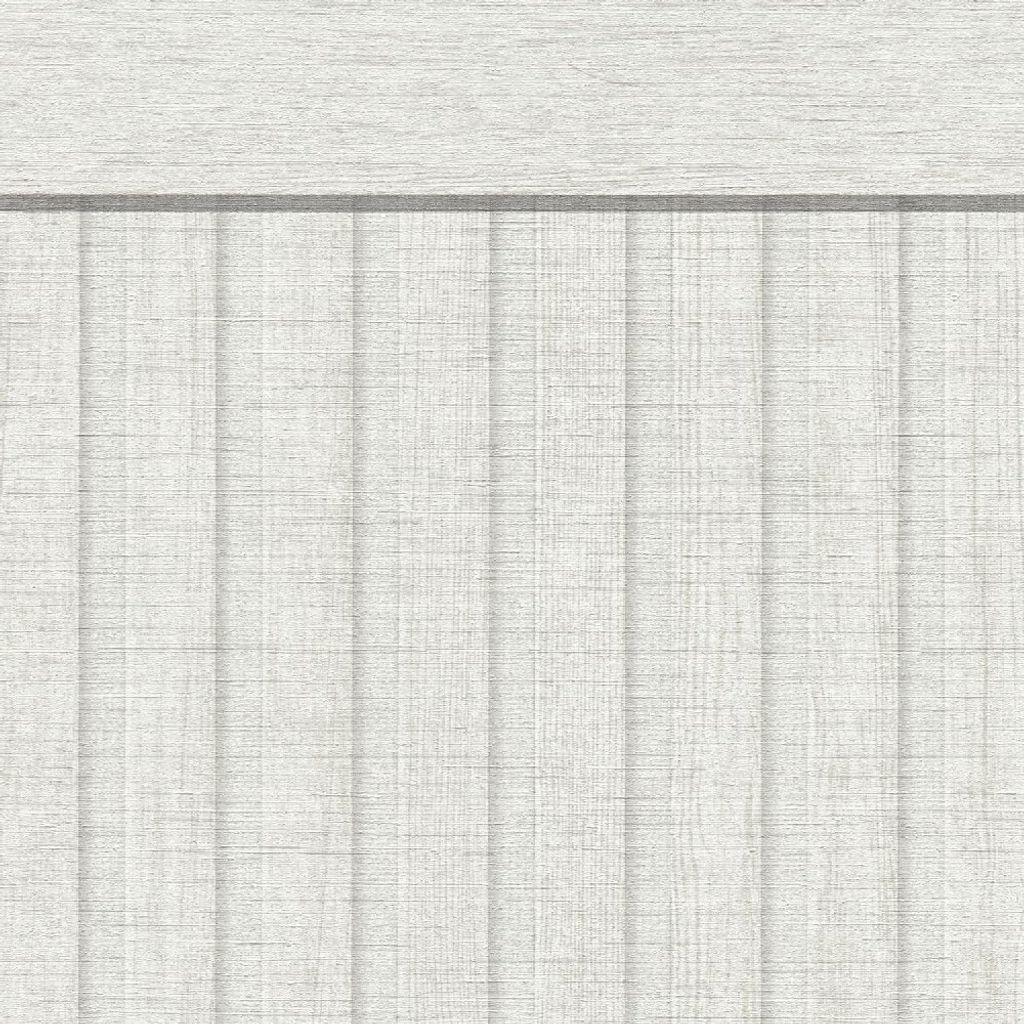Sockeltapete in Holzoptik Weiß Creme - Wandpaneel hell vertikal - Vliestapete modern (KG-175864)