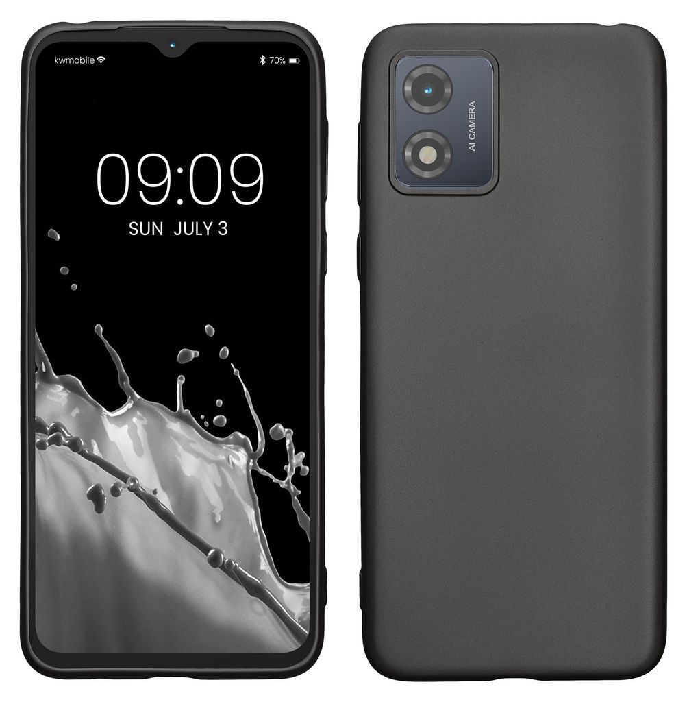 kwmobile Handyhülle für Motorola Moto E13 Hülle - Silikon Case metallisch schimmernd - Schutzhülle Cover - Metallic Grau