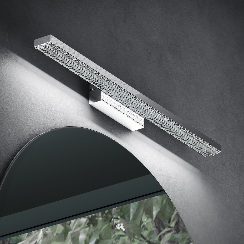 doporro LED Badezimmerleuchte Chrom 60cm - 14W Spiegellampe 6000K (Tageslichtweiß) - Stylische Wandleuchte für Badbeleuchtung Leuchtschein