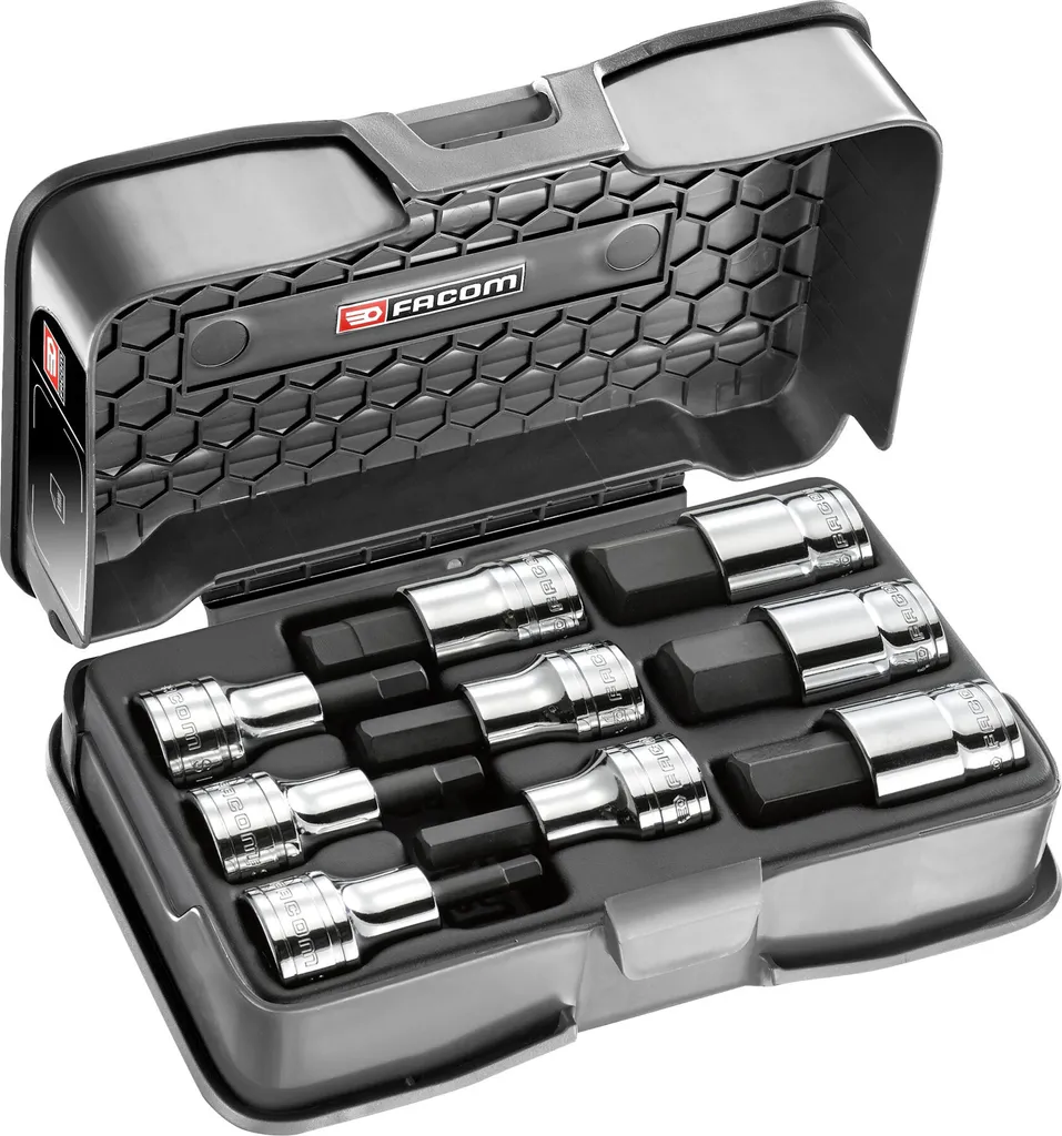 Coffret d'embouts 1/2 pour mécanique auto Facom 6 pans 9 accessoires