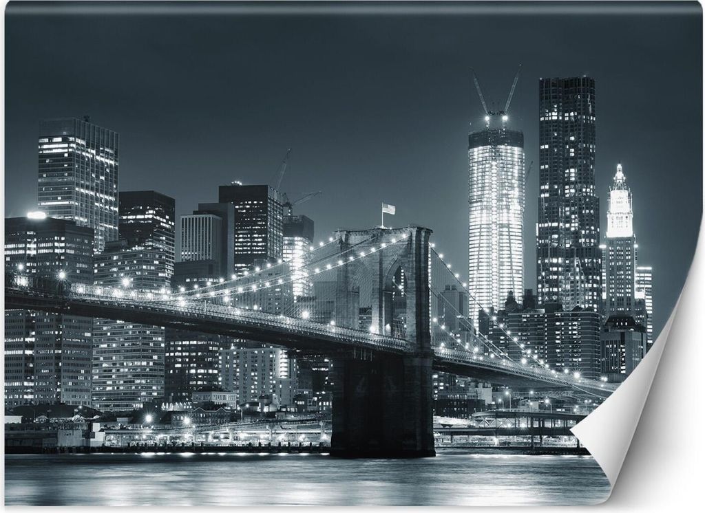 Vlies fototapete New York Brooklyn Bridge schwarz-weiß 400x280 cm Feeby Grau inkl. Kleber einfache Montage
