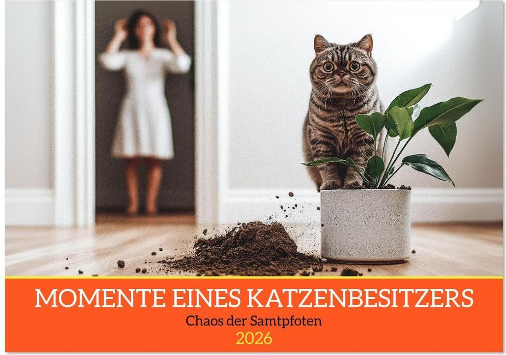 Momente eines Katzenbesitzers - Chaos der Samtpfoten (Wandkalender 2026 DIN A2 quer), CALVENDO Monatskalender