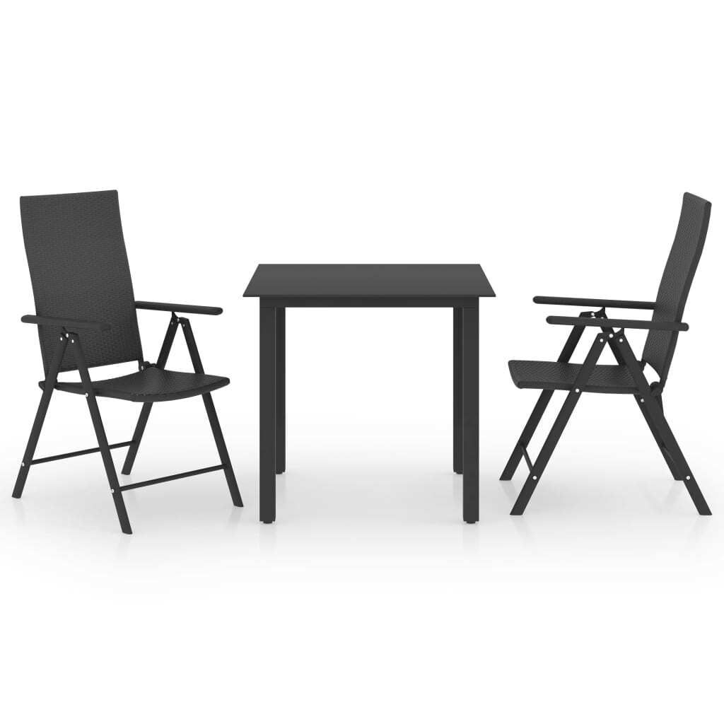 (Robust Möbel) 3-tlg. Garten-Essgruppe - elegantes Design - Sitzgruppe/Gartenmöbel-Set - Schwarz - Terassenmöbel DEMöbel327326