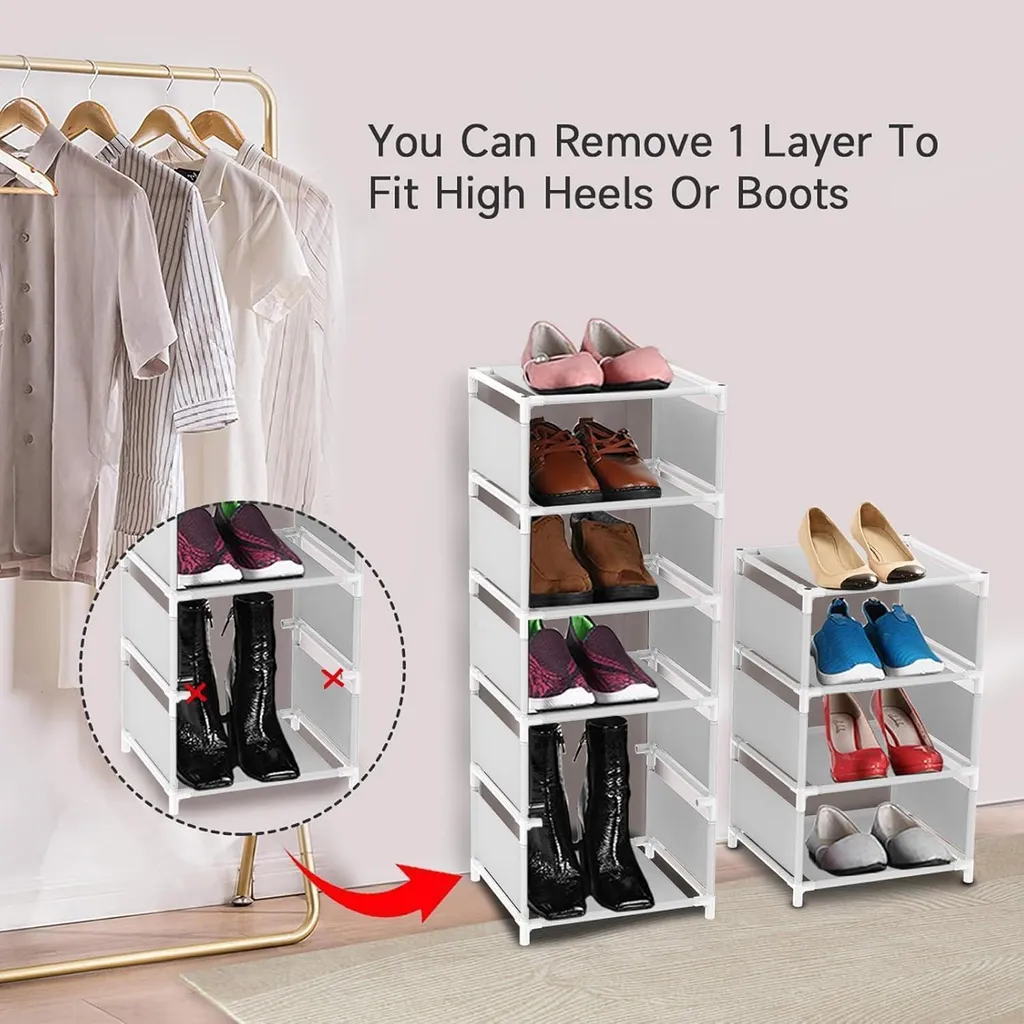 Étagère à chaussures robuste en métal blanc 10 niveaux gain de place
