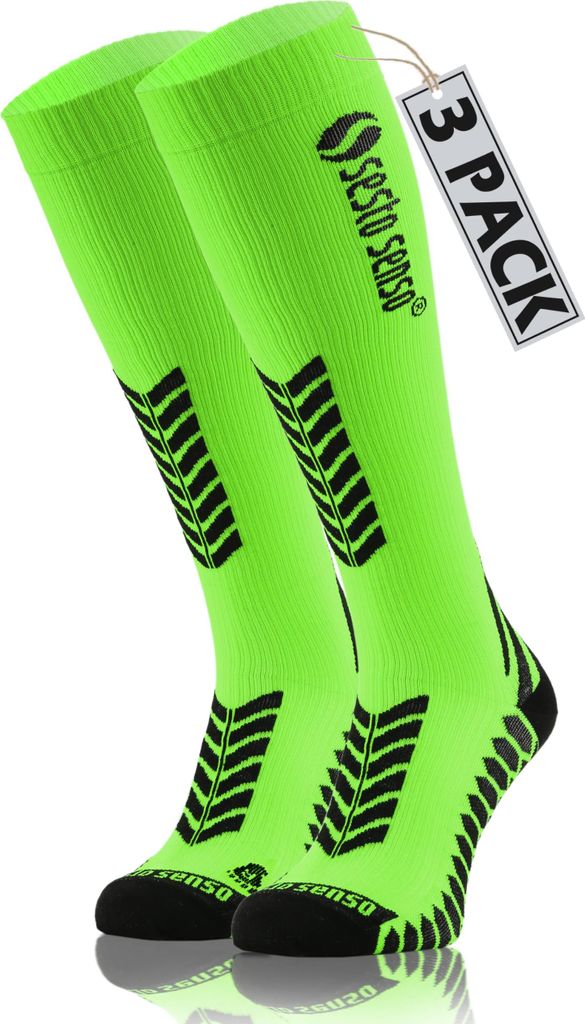 Sesto Senso Sportliche Kniestrümpfe Unisex Hohe Atmungsaktive Sportsocken Grün 43-47 - 3er-Pack