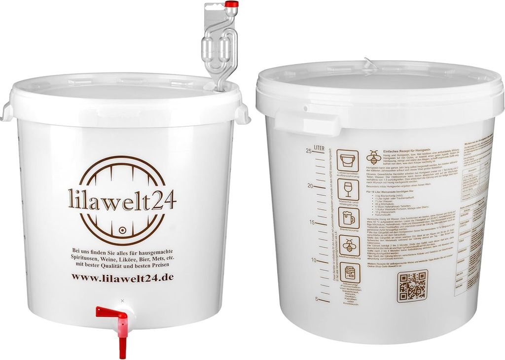 30 L Gärbehälter mit Skala + Gärröhrchen + Hahn Gäreimer  Produktbild 