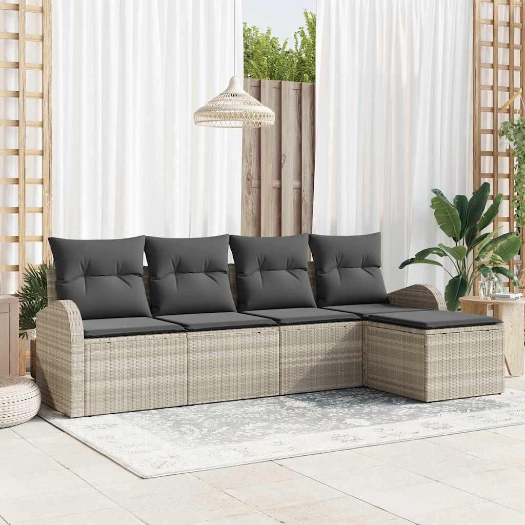 Maison Exclusive - Gartensofa-set 5 pcs Hellgrau Poly-Rattan