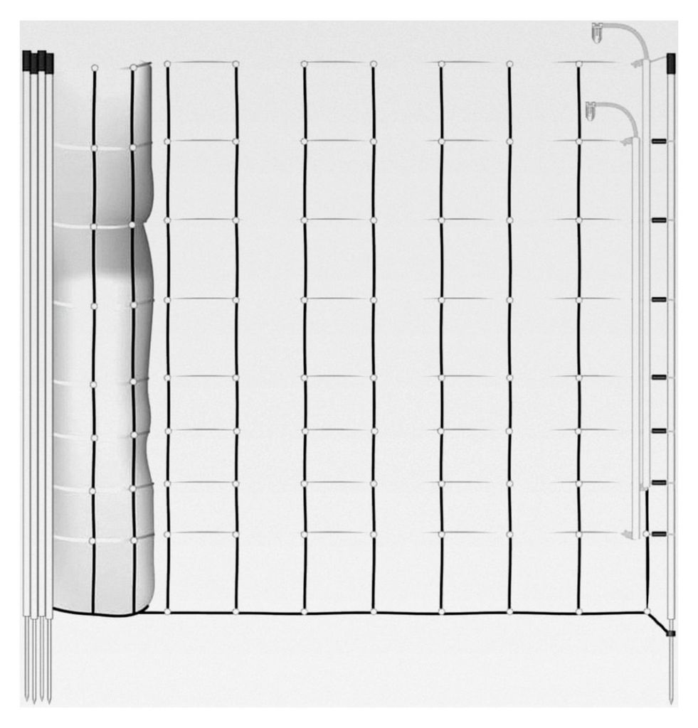 50m Wolfsabwehrnetz Plus/Minus 106cm, Elektrozaunnetz, Wildschutznetz, Weidezaunnetz