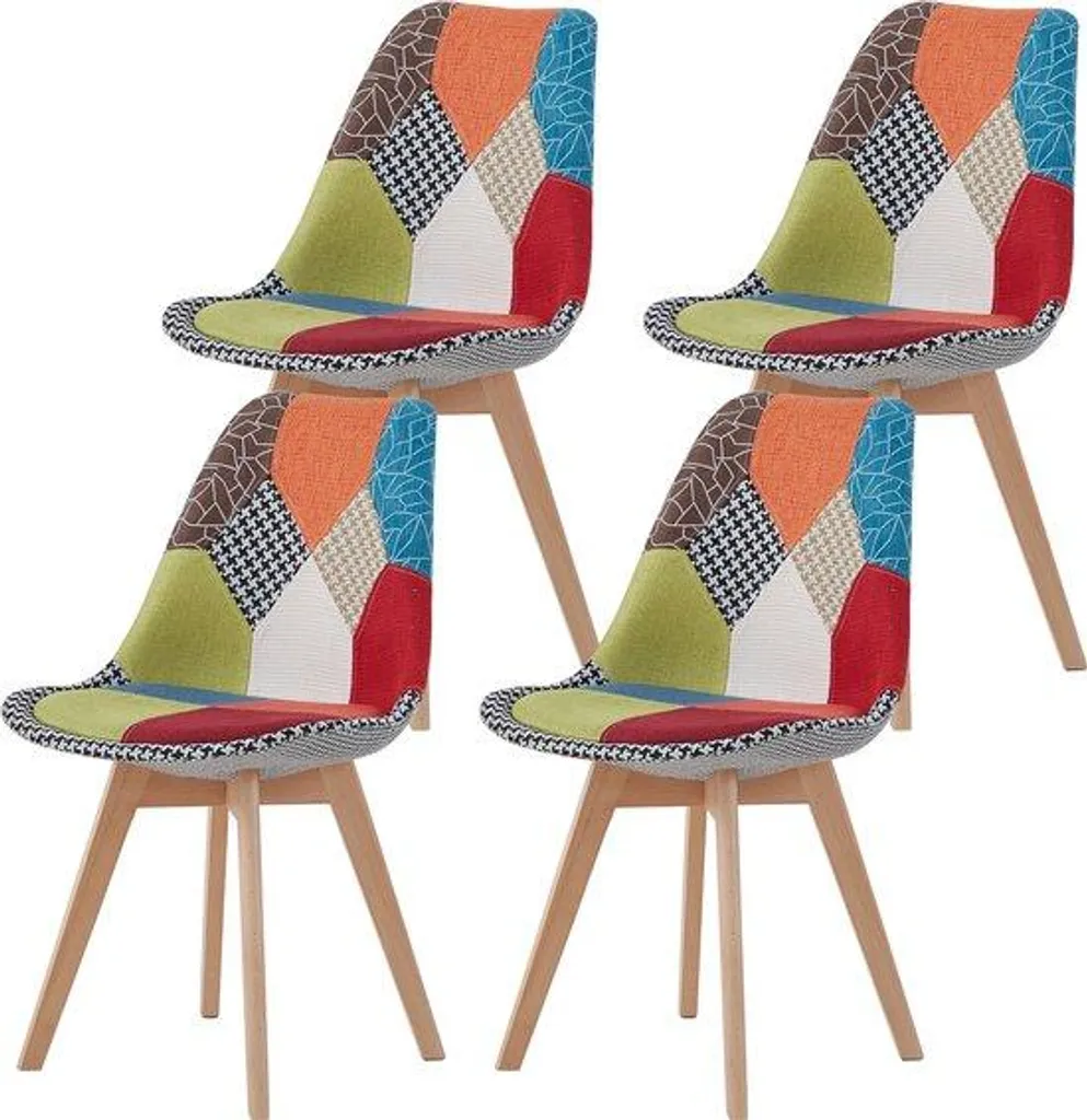 Lot de 4 chaises rouges design moderne avec imprimé discret pour séjour