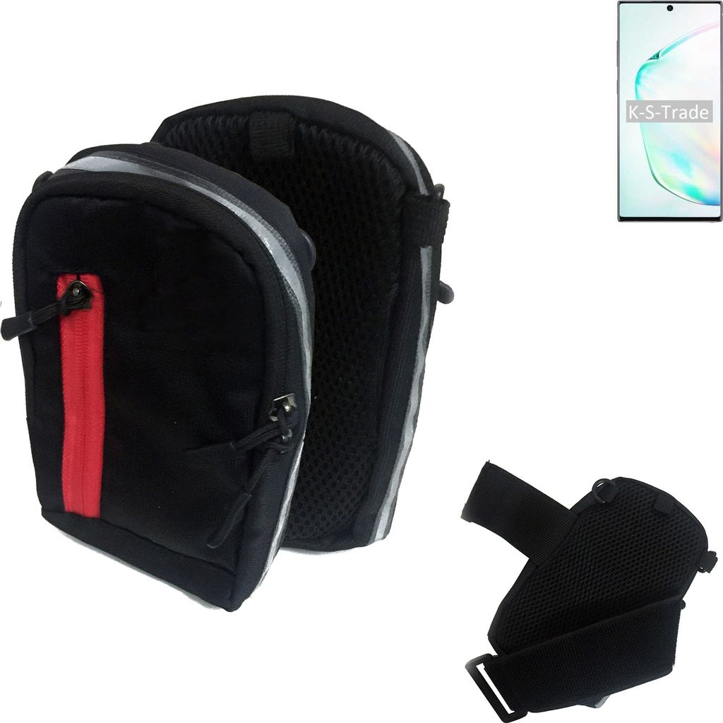 K-S-Trade Outdoor Gürteltasche Holster Umhängetasche kompatibel mit Samsung Galaxy Note 10+ schwarz Handy Tasche Case travelbag Schutz Hülle Handy
