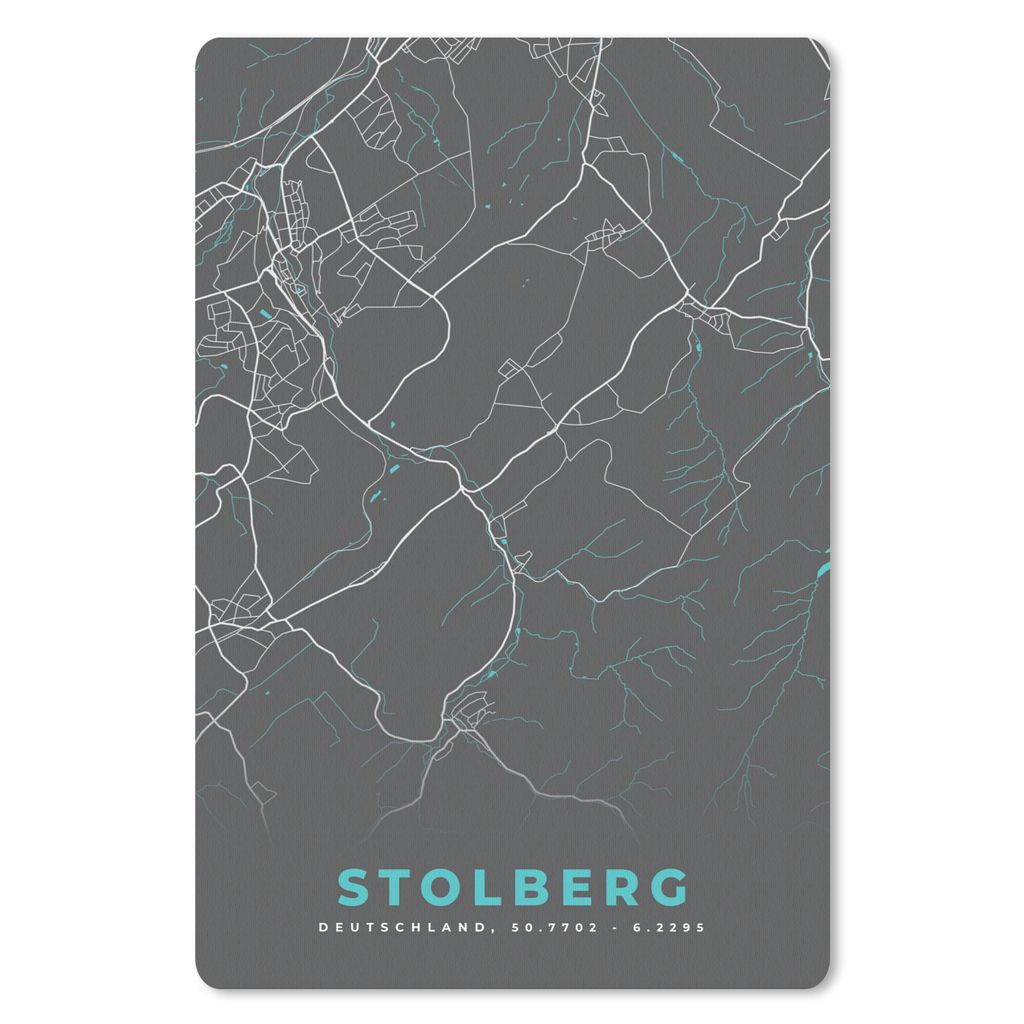 MuchoWow Mauspad Mousepad Karte - Stolberg - Blau - Stadtplan - Deutschland 40x60 cm - Mousepads - Maus Mat - Pad - Mausunterlage - Schreibtisch ...
