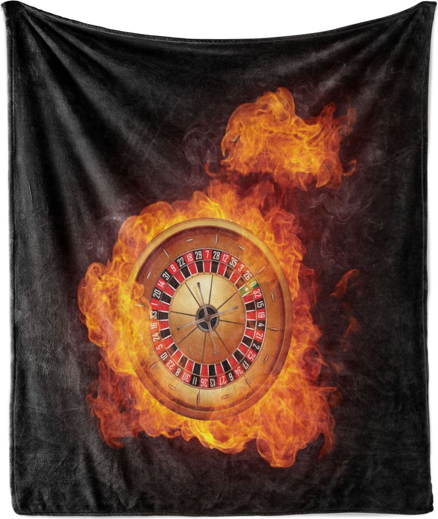 ABAKUHAUS Kasino Weich Flanell Fleece Decke, Glücksspiel Roulette-Rad Feuer, Gemütlicher Plüsch für den Innen- und Außenbereich, 125 x 175 cm,...