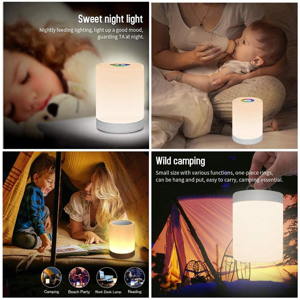 Nachttischlampe LED Smart NachtLicht Schreibtischlampe USB Aufladbar Nachtlicht 