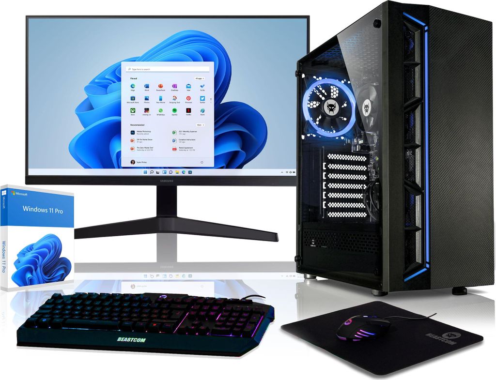 BEASTCOM Q2 | Enterprise | Komplett-Set | AMD Ryzen 5 6X 4,40Ghz | 16GB RAM | 512GB SSD | 4K Vega Radeon Grafik | Monitor LED 24" + Tastatur-Set |...