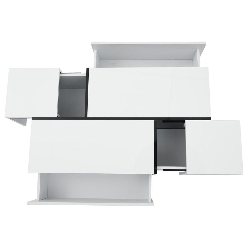 Merax Couchtisch Hochglanz mit 4 Schubladen und Produktbild 