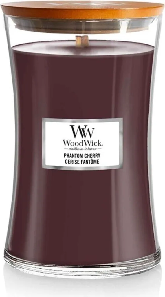 WoodWick Phantom Cherry 609,5g: Candela Profumata con Stoppino in Legno