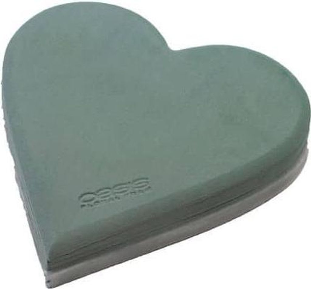 OASIS Nass-Steckschaum Herz DOLITA, Hochzeitsdeko, EcoBase Hartschaumboden, grün, 30x29x4,5cm - Nasssteckmasse