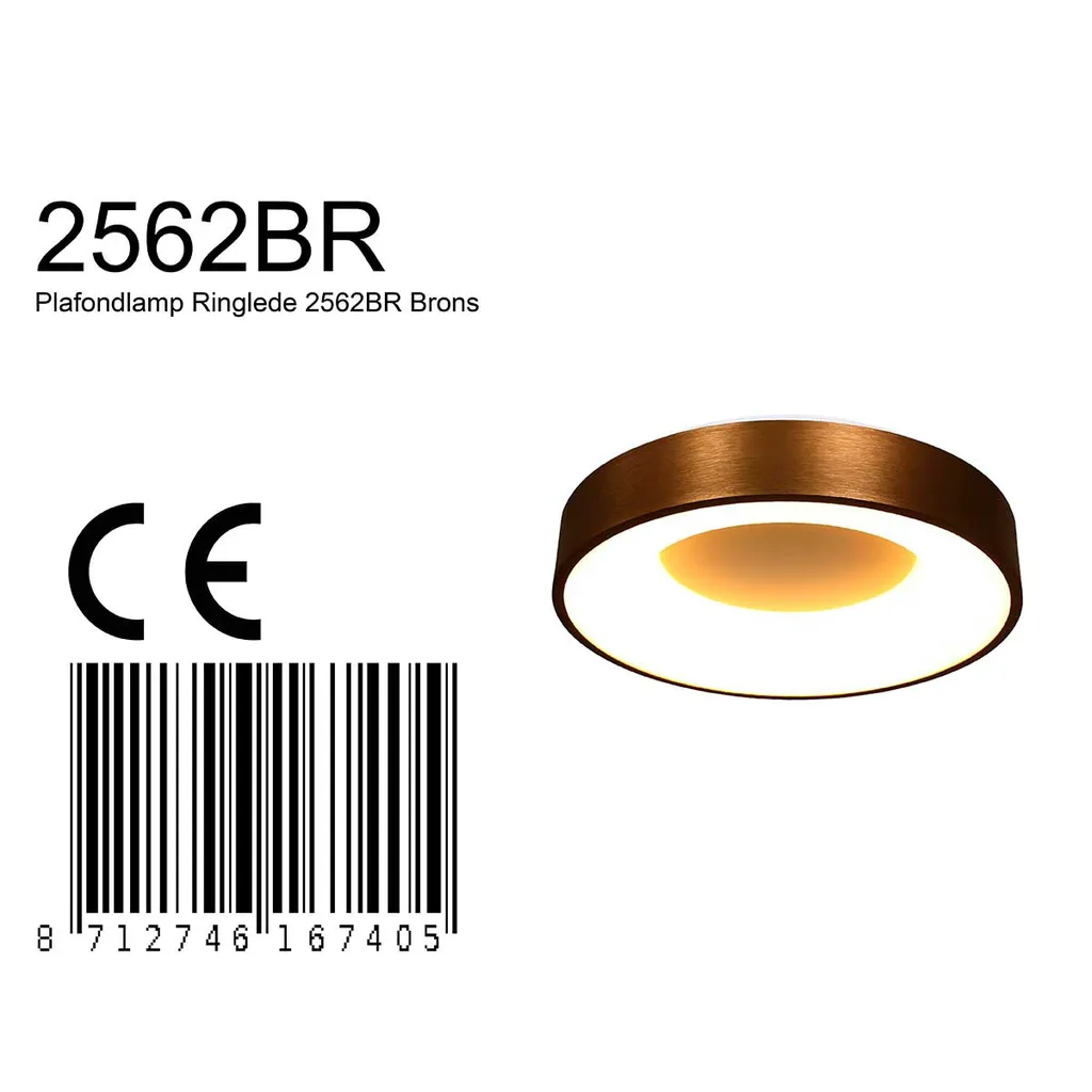 Plafonnier LED Économe Ringlede Bronze 38cm pour Éclairage Puissant