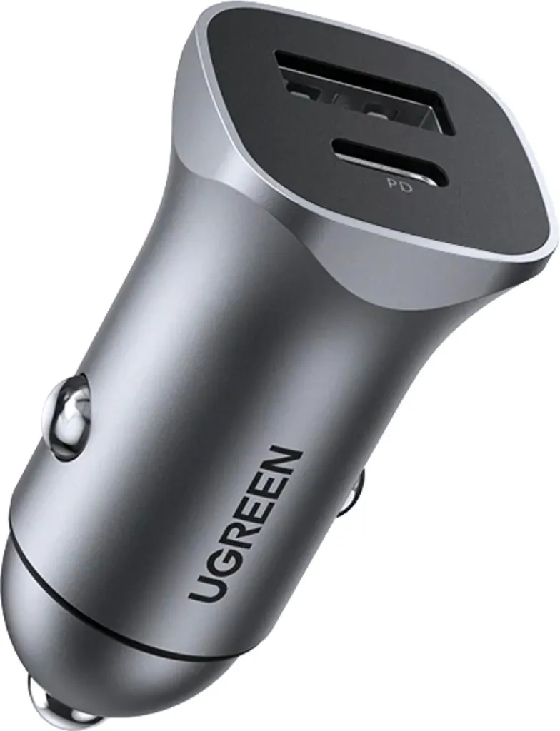 Ugreen 30780 Caricabatterie Auto 24W USB-C PD e USB-A QC 3.0 Grigio