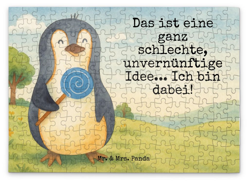 Mr. & Mrs. Panda Puzzle Pinguin Lolli Design 192 Teile - Weiß - Geschenk, Süßigkeiten, 1000, 2000, Spruch, Unvernünftig, Pinguine, 1500, 300, 500