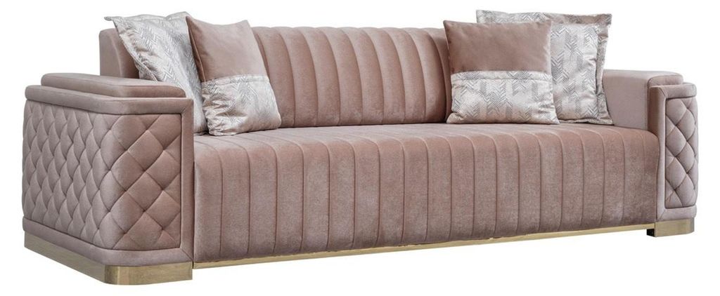 Sofa 3 Sitzer Couch Polster Sitz Garnitur Leder Textil Rosa Neu Modern