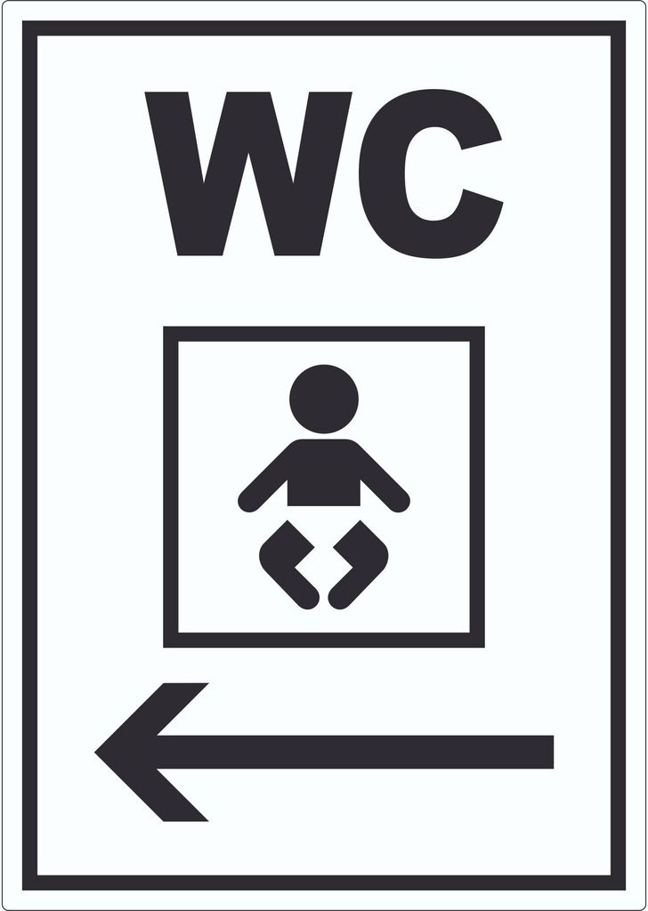 WC Wickelraum mit Pfeil nach links Aufkleber A7 (74x105mm)