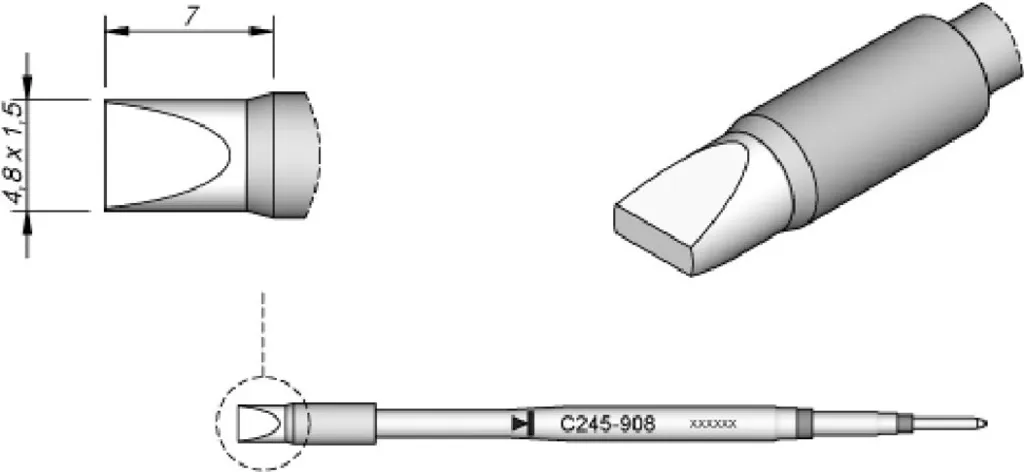 Punta Saldante JBC C245908 Chisel 4.8 x 1.5 mm | Spedizione Rapida