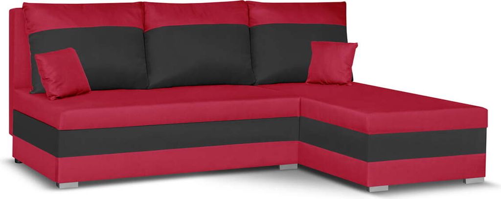 Ecksofa mit Schlaffunktion GUSTAV - Rot/Schwarz Produktbild 
