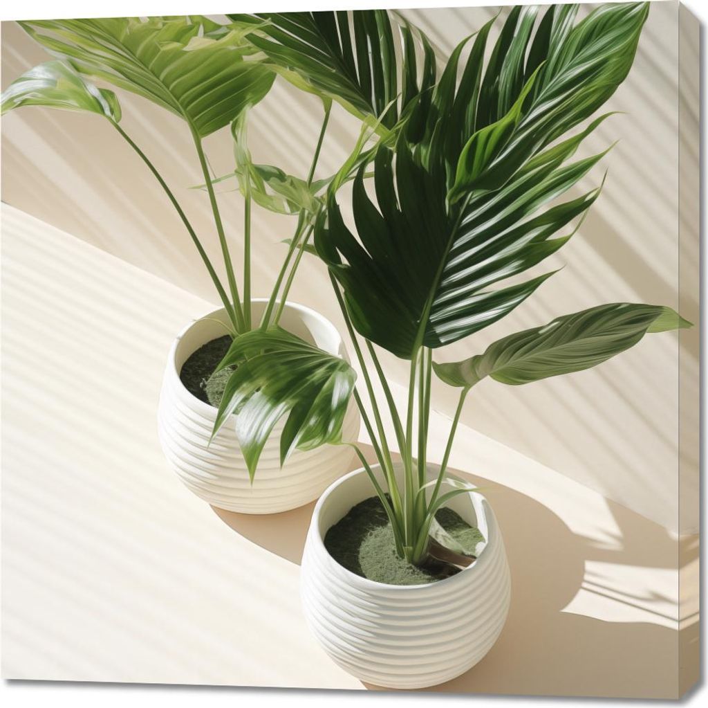 Bild 90x90cm Topfpflanzen Umrisse