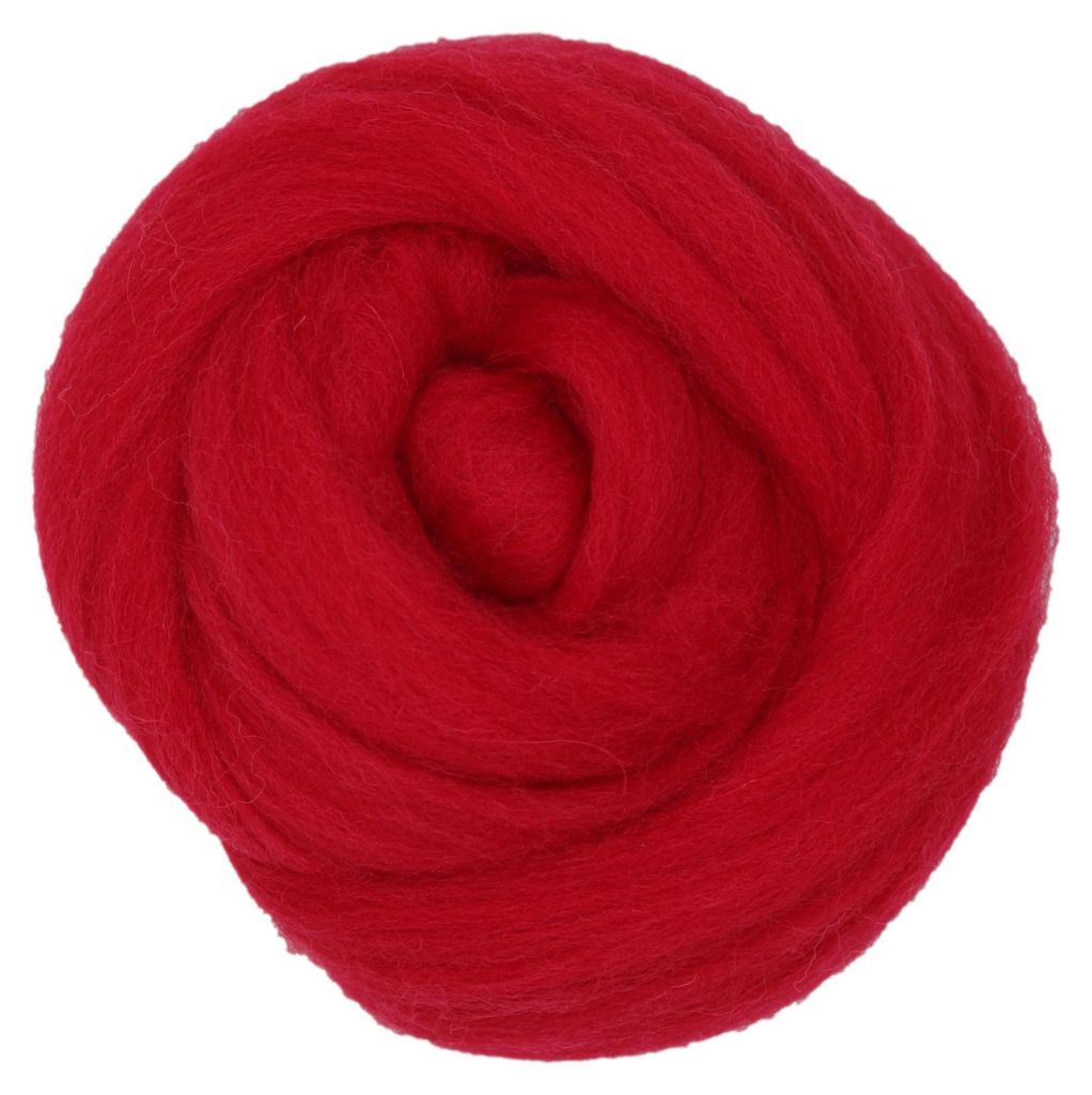Filzwolle 20 g im Kammzug, ca. 90 cm Länge – 100% Wolle (Merino) Märchenwolle zum Nassfilzen und Trockenfilzen, Spinnen – Kardinalrot