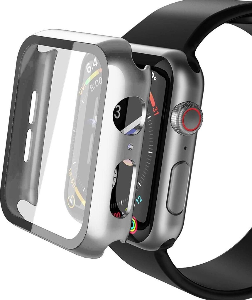 2x Hülle für Apple Watch Ultra/Ultra2 49mm Schutzhülle Case, 1x Silber 1x Transparent