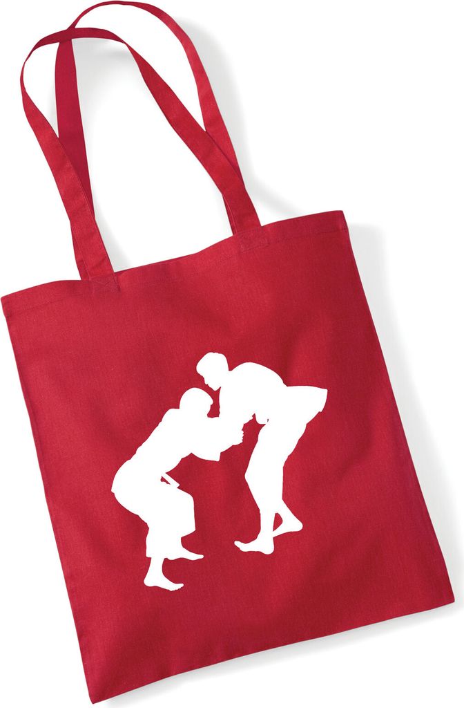 Huuraa Jutebeutel Judo Silhouette 10 Liter Classic Red Baumwolle Tasche Geschenkidee